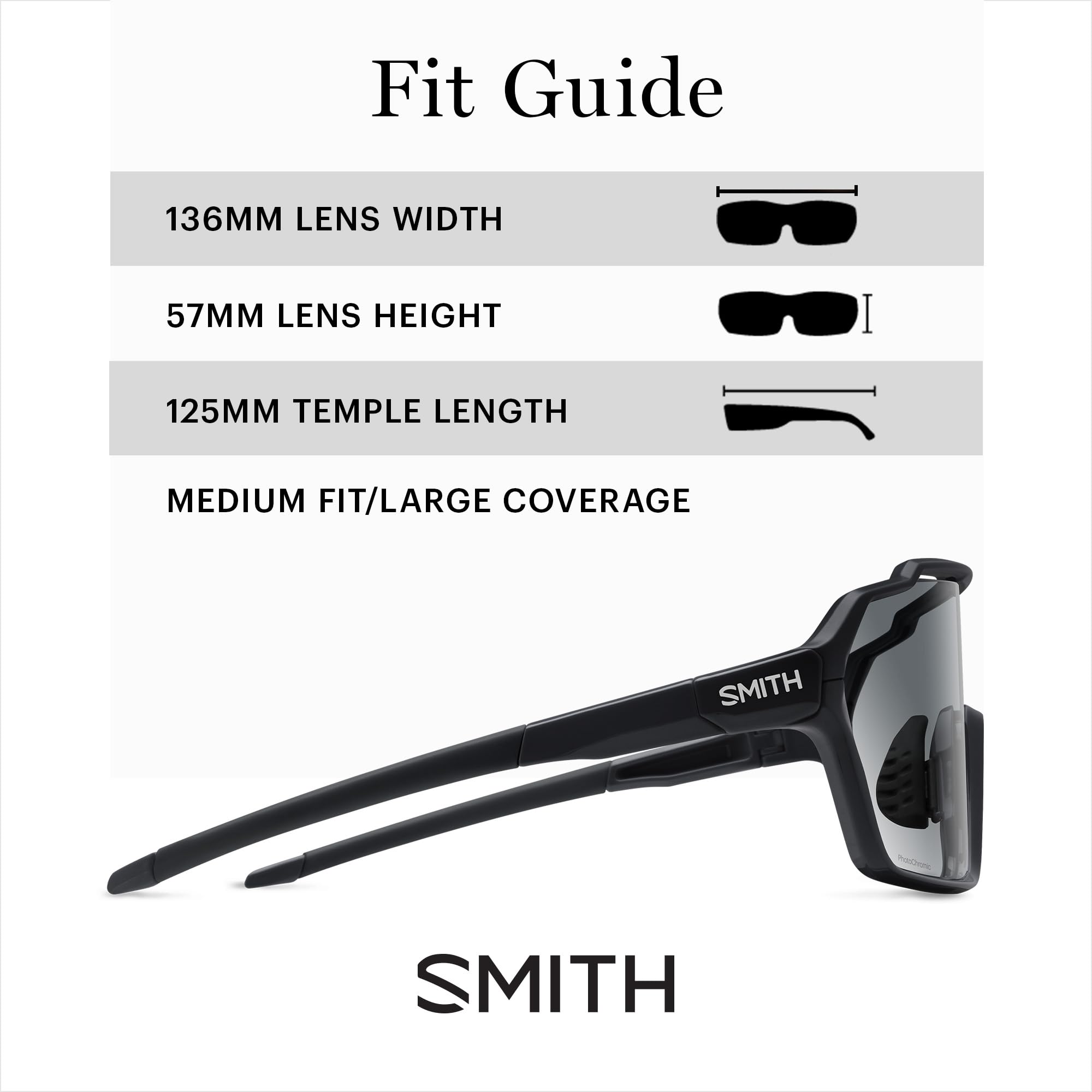 SMITH Shift MAG Sunglasses – Shield Lens Performance Sports Sunglasses for Mountaineering, Biking, MTB & More – For Men & Women – Black + Photochromic Grey to Clear Lens