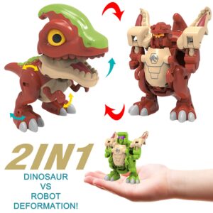 SCKTYZS 4 Pack Transform Robot Dinosaur Toy for Boys Girls Biting Fingers Puppet,2 in 1 Jurassic Dino Action Figures, Transformed Rescue Bots Dinosaurs T-rex/Spinosaurus…