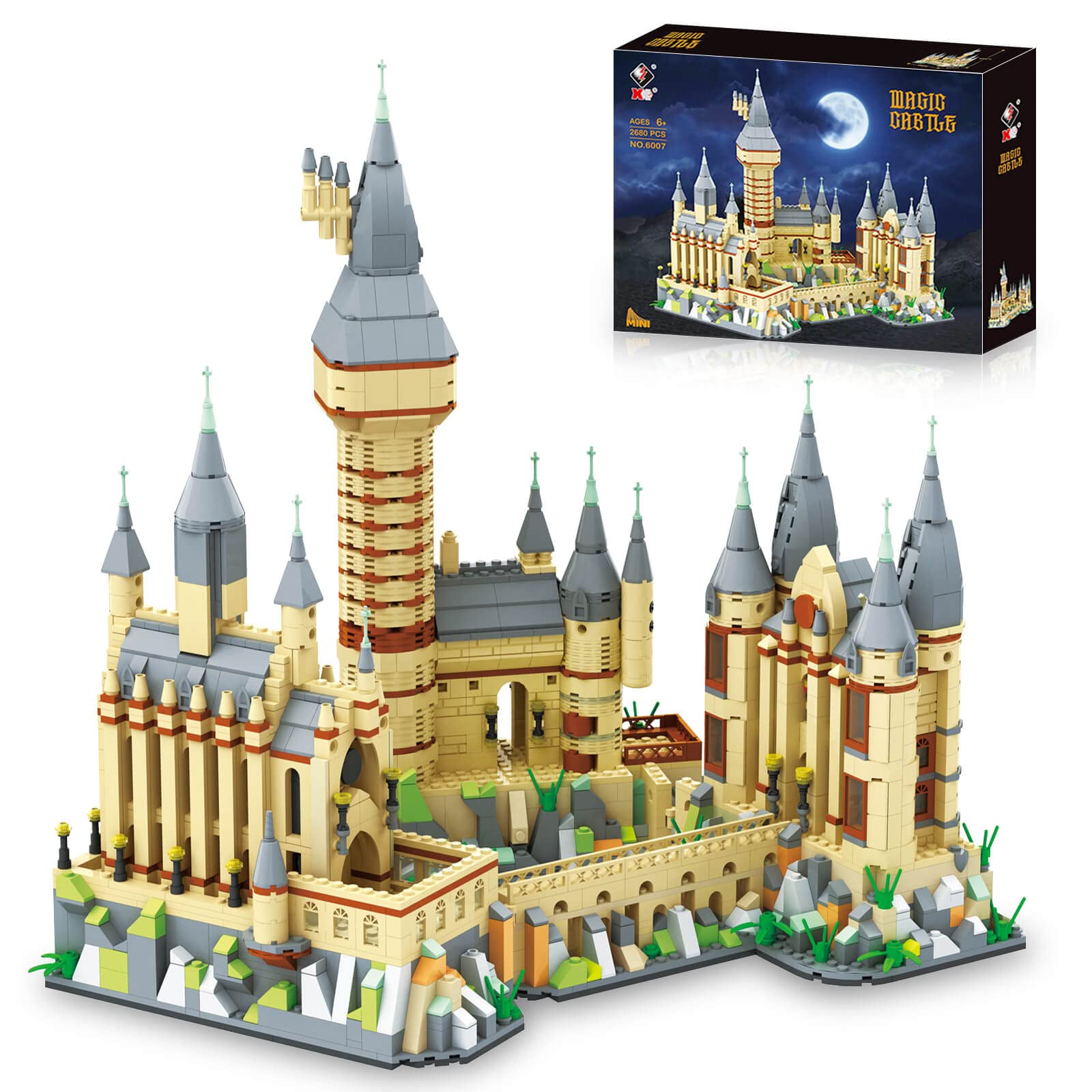 Vziimo Castle 2680PCS Building Set, Cool Creative Gift Movie Collectible Display Model Kit for 8+ Teens Adult to Build (Mini-Blocks)