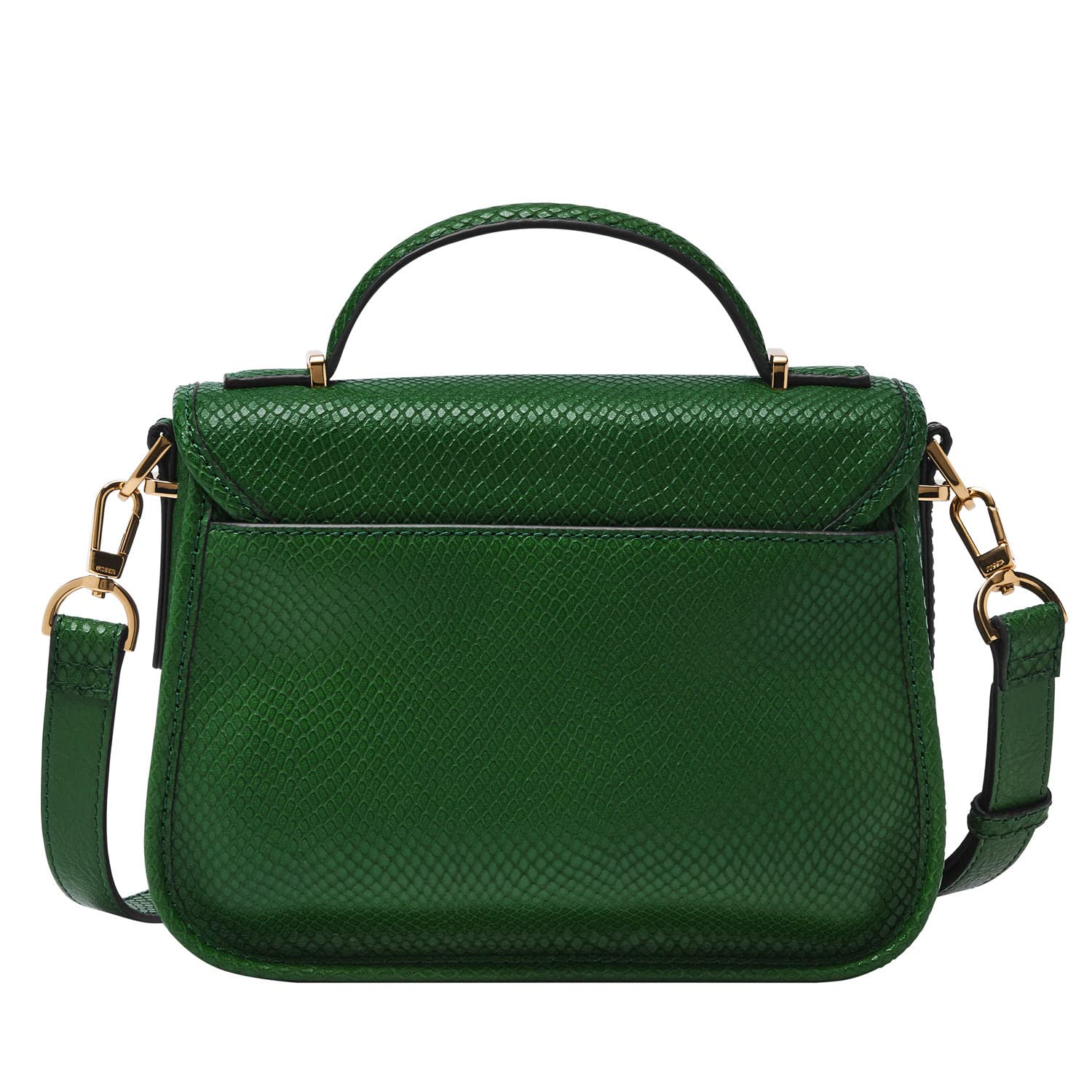 Fossil Women's Heritage Leather Top Handle Crossbody Purse Handbag, Green Python (Model: ZB1876310)