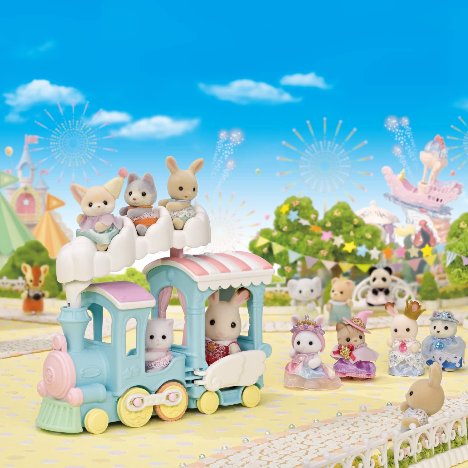 Calico Critters Floating Cloud Rainbow Train - Toy Vehicle Playset with 1 Collectible Figure