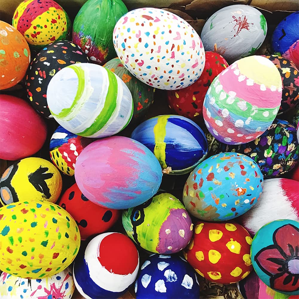 Easter Egg Painting Kit, 24pcs Wooden Eggs and Bunny for Crafts Easter Basket Stuffers Gifts Easter Crafts for Kids Toddlers Boys Girls Ages 4-8 8-12 Birthday Party Favors Classroom Prizes DIY Decor