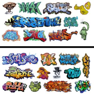 HO Scale 1:87 Graffiti Waterslide Decals 2-Pack Set #12 - Weather Your Rolling Stock & Structures!