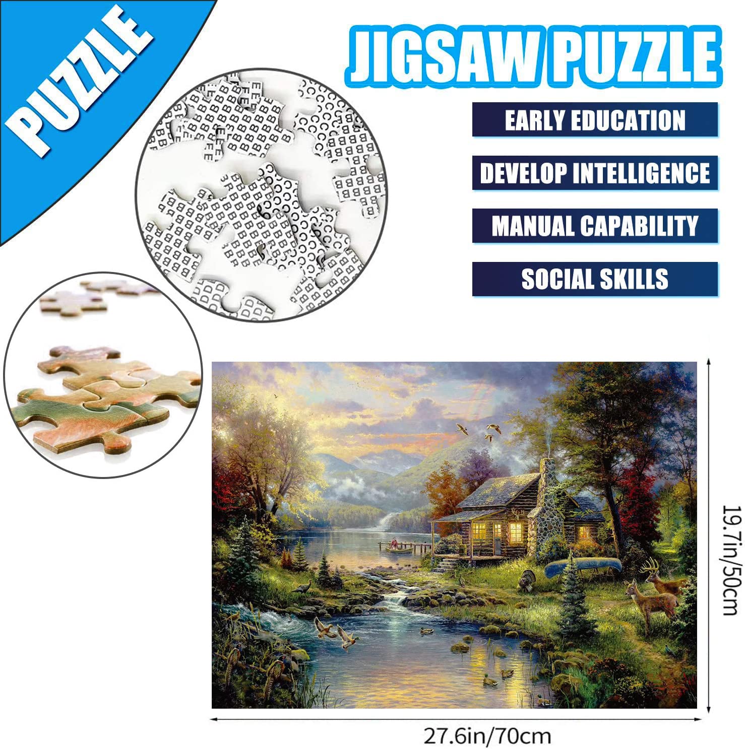 Puzzle for 2 Pack 1000 Pieces Forest Chapel Puzzles & Lake House Puzzles, Jigsaw Puzzles for Adults 1000 Pieces and Up, Puzzle Gifts for Women & Mom