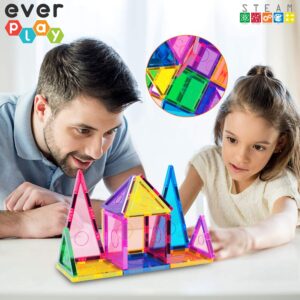 Everplay Magnetic Tile Building Block Set Construction Magnet Tiles Toy Blocks STEM Educational Learning Kit Toddler Preschool Games Rocket Playset Toys Unlimited Creation Boys Girls Age 3 and up