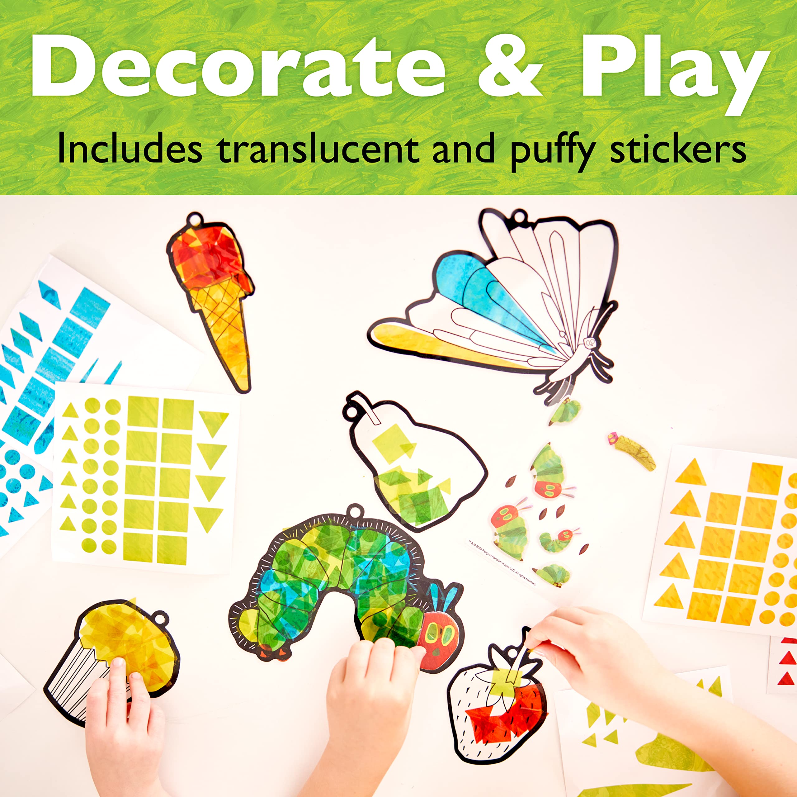 Creativity for Kids The Very Hungry Caterpillar: Sticker Suncatcher Kit - DIY Window Stickers for Toddlers from The World of Eric Carle, Preschool Arts and Crafts for Kids Ages 3-5+, Medium