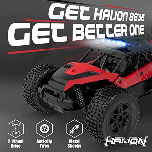 Haijon Remote Control Car, 1:20 RC Cars with Headlight, 25+kmh Radio Off-Road Vehicle, Electronic Monster Truck, Hobby Grade Buggy for Adults and Children (Red)