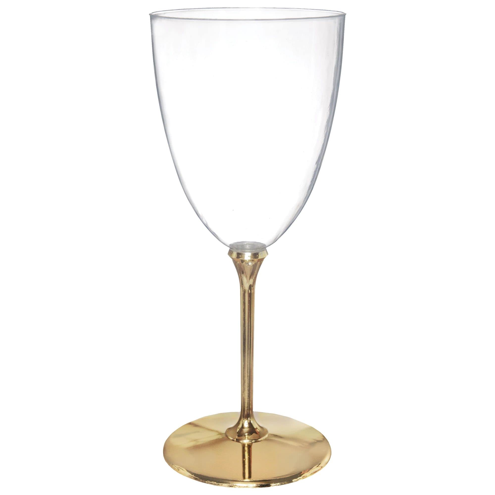 amscan Two-Toned Wine Plastic Goblet - 7 fl oz. | Clear and Gold | Pack of 20