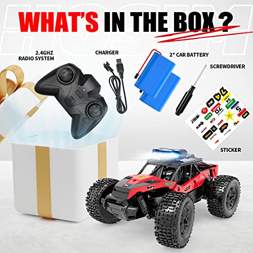 Haijon Remote Control Car, 1:20 RC Cars with Headlight, 25+kmh Radio Off-Road Vehicle, Electronic Monster Truck, Hobby Grade Buggy for Adults and Children (Red)