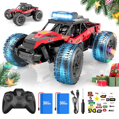 Haijon Remote Control Car, 1:20 RC Cars with Headlight, 25+kmh Radio Off-Road Vehicle, Electronic Monster Truck, Hobby Grade Buggy for Adults and Children (Red)