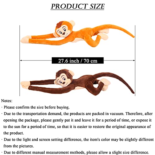 zhidiloveyou 2PCS Hanging Monkey Stuffed Animals Plush Cute Monkey Toy for Kids Adults, 27.6"