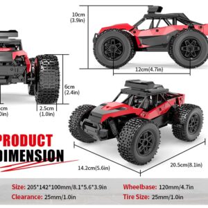 Haijon Remote Control Car, 1:20 RC Cars with Headlight, 25+kmh Radio Off-Road Vehicle, Electronic Monster Truck, Hobby Grade Buggy for Adults and Children (Red)