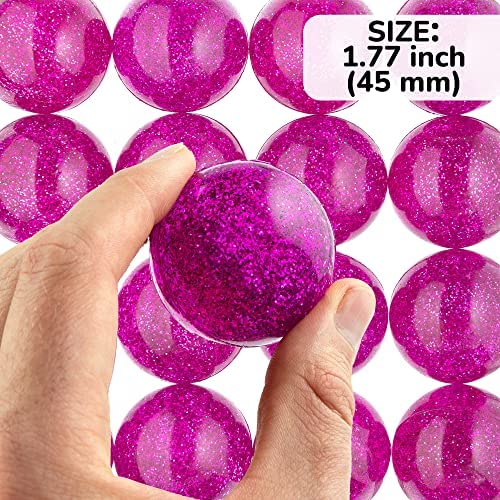 Entervending Bouncy Balls Bulk - Rubber Balls for Kids - Single Color Glitter Bounce Balls - Bundle of 4 Packs (100pcs) Large Bouncy Ball 45 mm - Super Ball Vending Machine Toys - Balls Party Favors