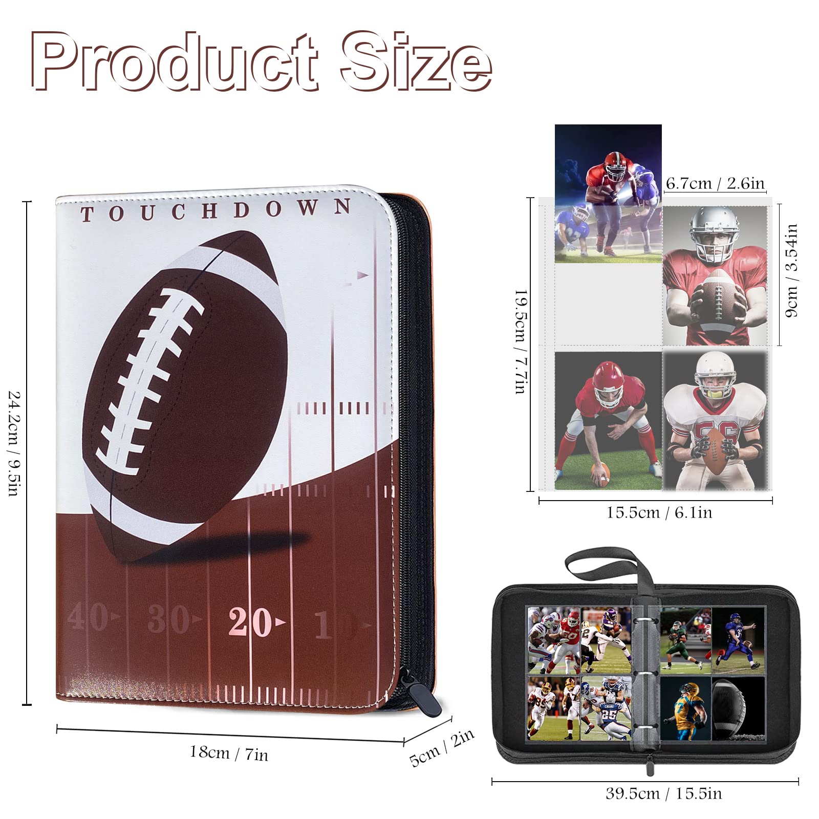 Hystyfu® Football Cards Binder 440 Pockets Trading Card Holder Album Storage Display Case with Football Card Sleeves Card Holder Protectors Set for Football Card and Sports Card