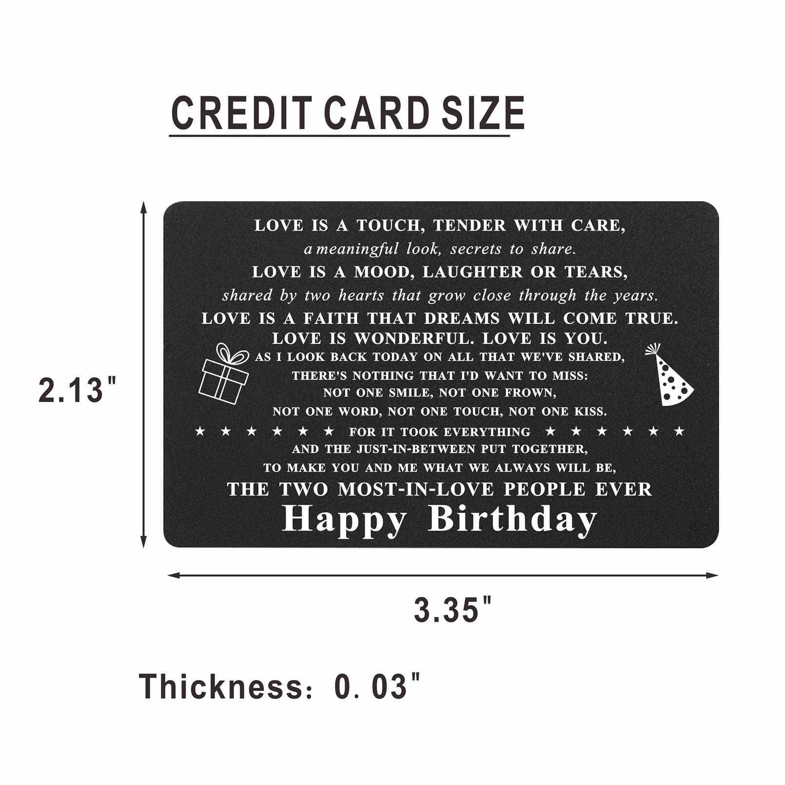 TGCNQ Birthday Gifts for Her Engraved Black Aluminum - Her Birthday Card, Girlfriend Birthday Gifts, the Two Most-in-love People Ever Happy Birthday Card