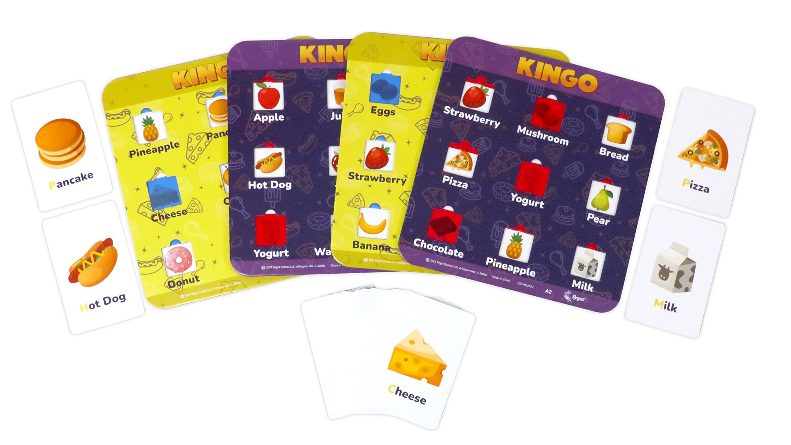 Regal Games Kingo Foods Edition - Bingo Game for Kindergarten and Preschool Kids - Fun Educational Learning Game for Classroom & Home - Vocabulary Builder Kids Bingo