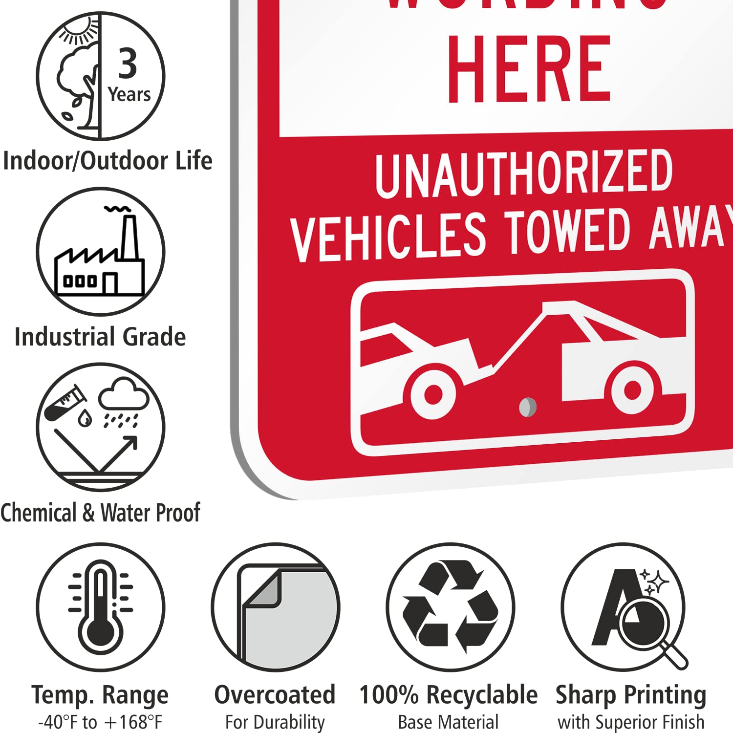 SmartSign Custom Reserved Parking Sign - 12 x 18 Inch, Unauthorized Vehicles Towed Sign, Add Text, 63 mil thick Laminated Aluminum, 3M Engineer Grade Reflective, Red and White, Made in USA