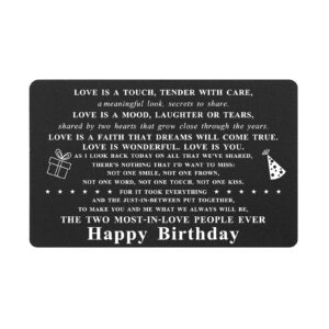 tgcnq birthday gifts for her engraved black aluminum - her birthday card, girlfriend birthday gifts, the two most-in-love people ever happy birthday card