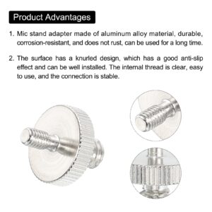 PATIKIL Mic Stand Adapter M4 Male to 1/4 Male Thread Tripod Screw Adapter Double Sides Camera Screw for Microphone Tripod Stand Silver 4 Pack