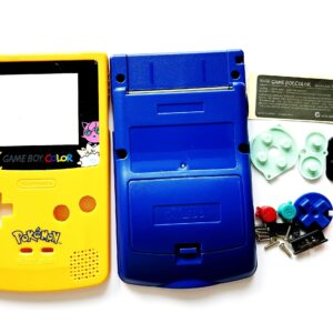 JMXLDS New Full Housing Shell Case Cover Pack with Buttons Sticker Replacement for Game boy Color GBC Repair Part-Yellow&Blue.