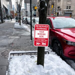 SmartSign Custom Reserved Parking Sign - 12 x 18 Inch, Unauthorized Vehicles Towed Sign, Add Text, 63 mil thick Laminated Aluminum, 3M Engineer Grade Reflective, Red and White, Made in USA