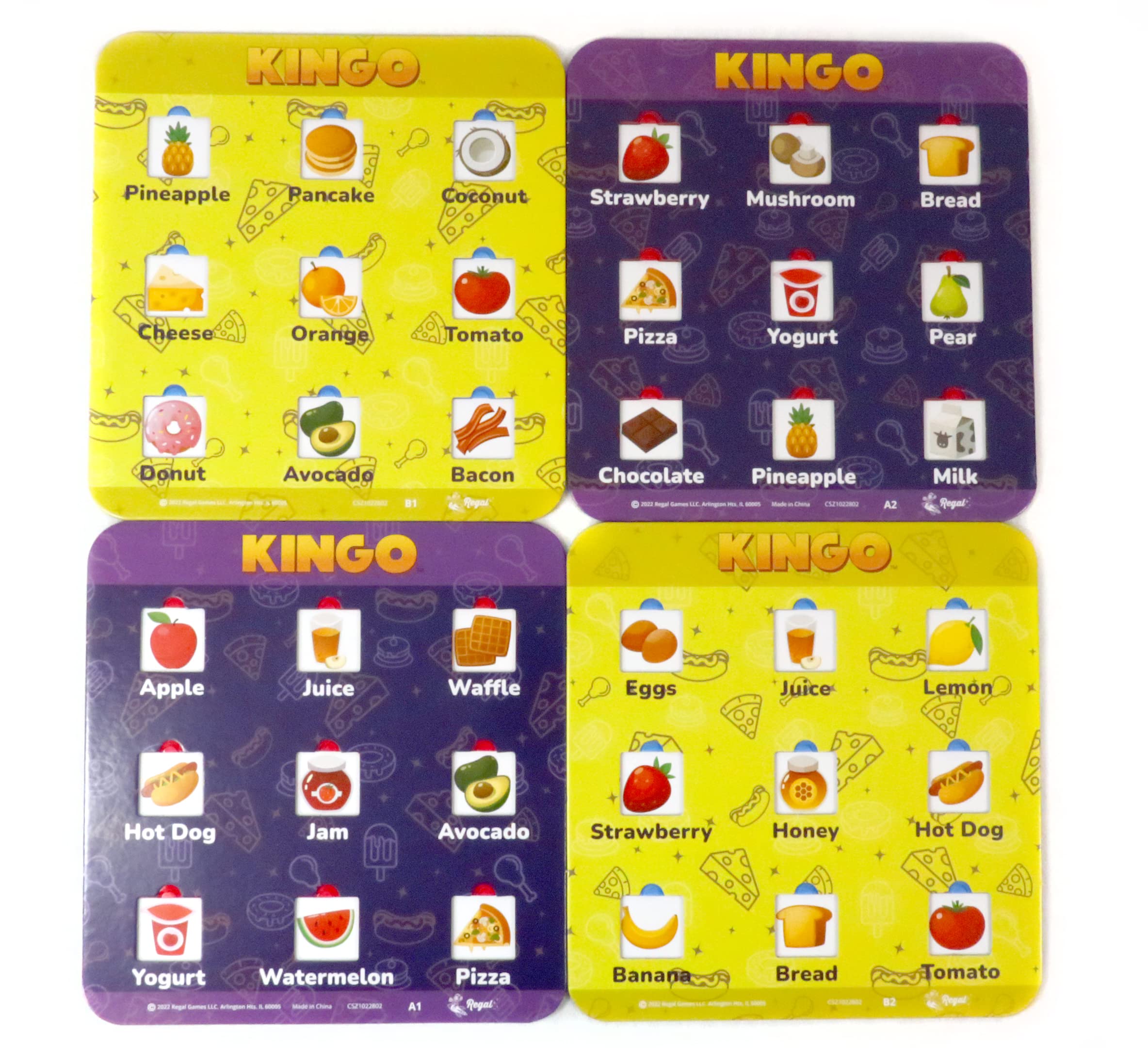 Regal Games Kingo Foods Edition - Bingo Game for Kindergarten and Preschool Kids - Fun Educational Learning Game for Classroom & Home - Vocabulary Builder Kids Bingo