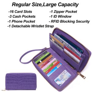 Qiyuer Women Satchel Top Handle Bag Wallet Purse,Purses Work Tote Bags Set 2pcs Purple