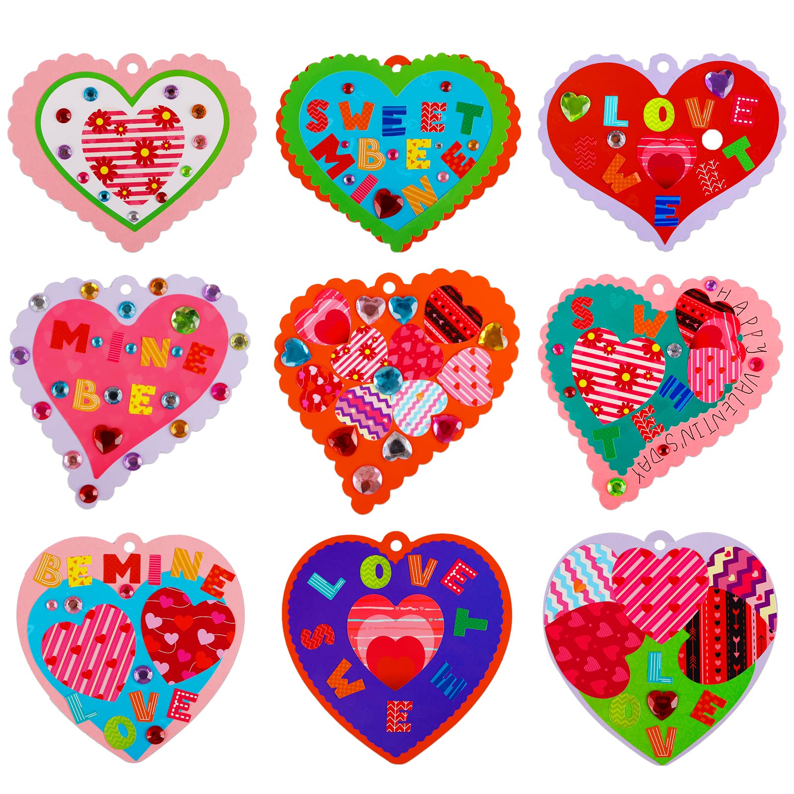 D4DREAM Valentines Day Heart Stickers Craft Kit for Kids 24pcs DIY Heart Ornaments Heart Valentine Craft Kits for Wedding Adults Kids Valentine Gift Exchange Classroom Activity Art Project