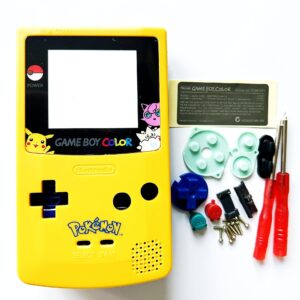 JMXLDS New Full Housing Shell Case Cover Pack with Buttons Sticker Replacement for Game boy Color GBC Repair Part-Yellow&Blue.