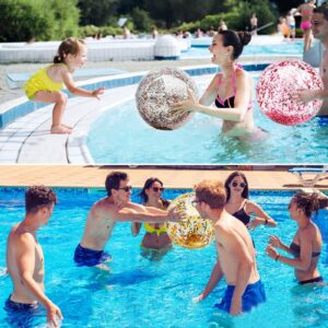 TURNMEON 6 Pack Sequins Beach Ball 20 Inch Jumbo Pool Toys Balls Giant Confetti Glitters Inflatable Clear Beach Ball Swimming Pool Water Beach Toys Outdoor Summer Party Favors for Kids Adults