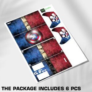 HK Studio Captain Shield Decal Sticker Skin to Cover X-Box Series X with No Bubble, Waterproof, Full Protection - Including 2 Controller Skins and Console Skin