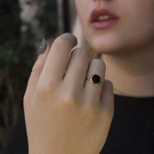 Ardonn Non-Tarnish Black Onyx Ring for Women - Unique Gold Filled Emphasizing the Stylish and Versatile Natural - Comfortable and Stylish Gemstone Ring 925 for birthdays and anniversaries (10)