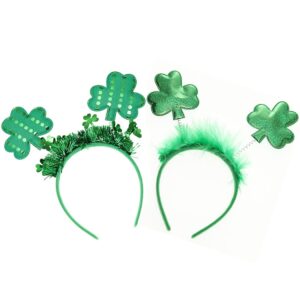 DRESBE St. Patrick's Day Headbands Green Shamrock Hair Hoop Clover Irish Festival Hair Accessories for Women and Girls(2pcs)