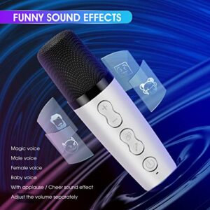 Sunkyn Karaoke Machine with 2 Wireless Microphones for Adults,Portable Bluetooth Speaker with Echo and Led Lights for Christmas Birthday Gift Home Party, Supports TF Card/USB/AUX(White)