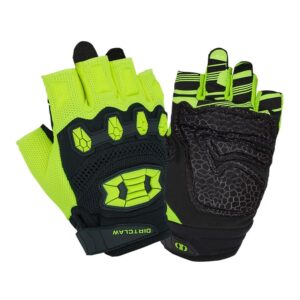 seibertron youth dirtclaw gloves - gel padded anti-slip palm fingerless gloves for off-road/dirt bike riding fluo yellow m