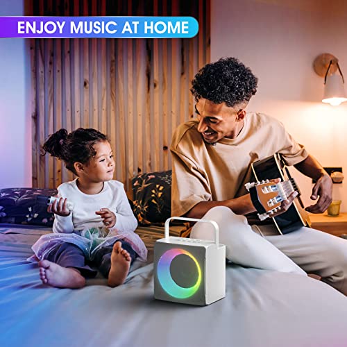 Sunkyn Karaoke Machine with 2 Wireless Microphones for Adults,Portable Bluetooth Speaker with Echo and Led Lights for Christmas Birthday Gift Home Party, Supports TF Card/USB/AUX(White)