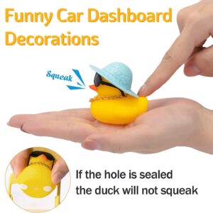 wonuu Car Rubber Duck Car Duck Decoration Dashboard Car Ornament for Car Dashboard Decoration Accessories with Mini Flower Hat Swim Ring Necklace and Sunglasses