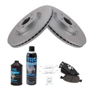 TRQ Front Brake Pad & Rotor Kit Brake Chemical Kit Brake Pads Brake Rotor Ceramic Premium G-Coated Compatible with 2013-2018 Ford Escape 2014-2018 Transit Connect 2018 Lincoln MKC