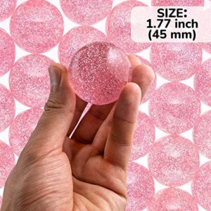 Entervending Bouncy Balls Bulk - Rubber Balls for Kids - Single Color Glitter Bounce Balls - Bundle of 4 packs (100pcs) Large Bouncy Ball 45mm - Ball Vending Machine Toys - Bouncing Balls Party Favors