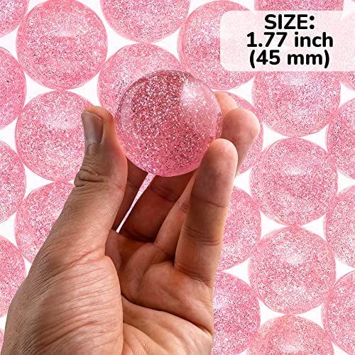 Entervending Bouncy Balls Bulk - Rubber Balls for Kids - Single Color Glitter Bounce Balls - Bundle of 4 packs (100pcs) Large Bouncy Ball 45mm - Ball Vending Machine Toys - Bouncing Balls Party Favors