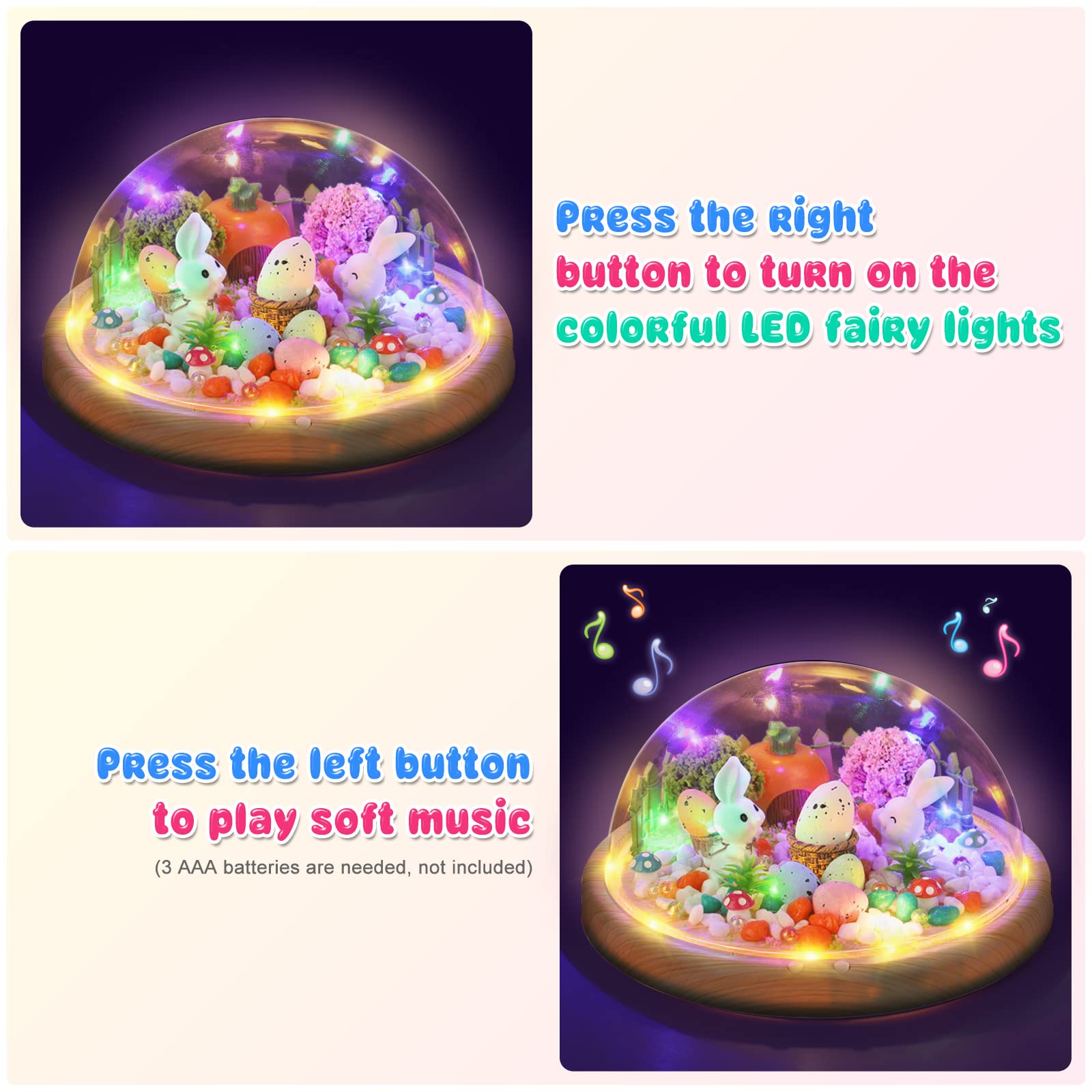 Polkoliye Make Your Own Night Light with Music, 7in Nightlight Project and Birthday Gifts Toys for Girls, Easter Arts and Crafts for Kids Ages 4-12 Years Old