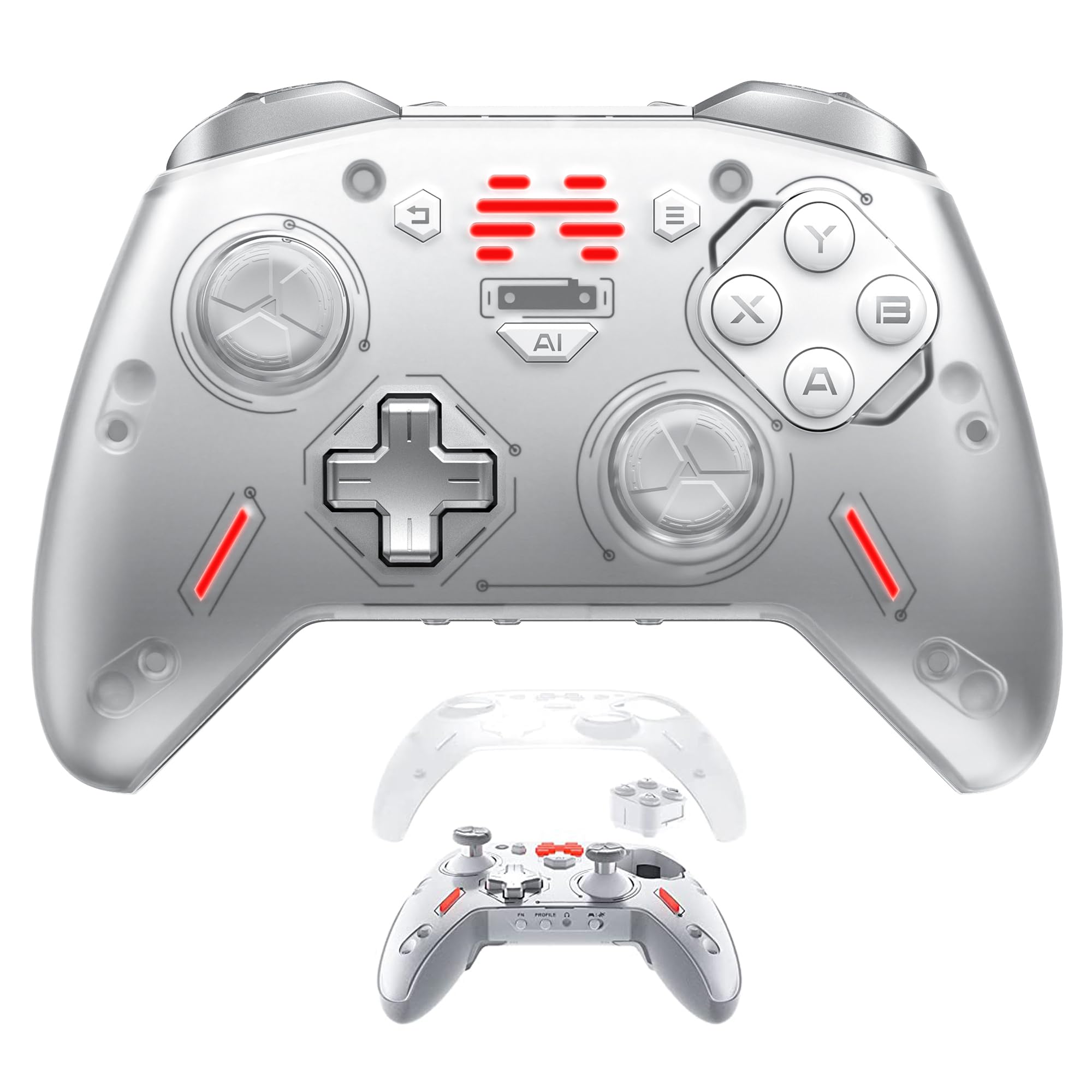 BEITONG Zeus 2 Elite Wireless Controller for PC Windows,Steam Deck,Android,Switch Gaming,Customize Module Assembly/Optical Buttons/1000 mAh/Motion Control/Vibratable Triggers (Galaxy Silver)