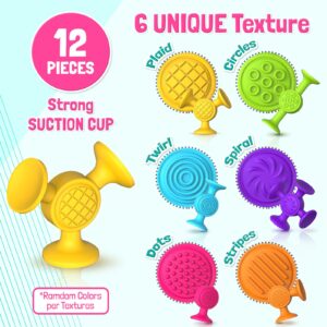 Toddlers Suction Cup Bath Toys: 12 Pcs Sensory Suction Bath Toys for Toddler, Kids Suction Fidget Toys Suction Cup Toys for Windows Travel