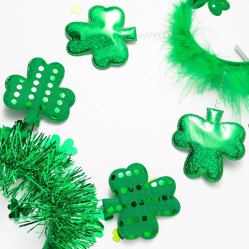 DRESBE St. Patrick's Day Headbands Green Shamrock Hair Hoop Clover Irish Festival Hair Accessories for Women and Girls(2pcs)