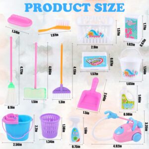 16 Pcs Miniature Dollhouse Cleaning Supplies Mini Bucket Mop Dust Pan Brush Broom Mini Housework Cute Cleaning Supplies Tools Miniature Furniture Dollhouse Decoration Accessories