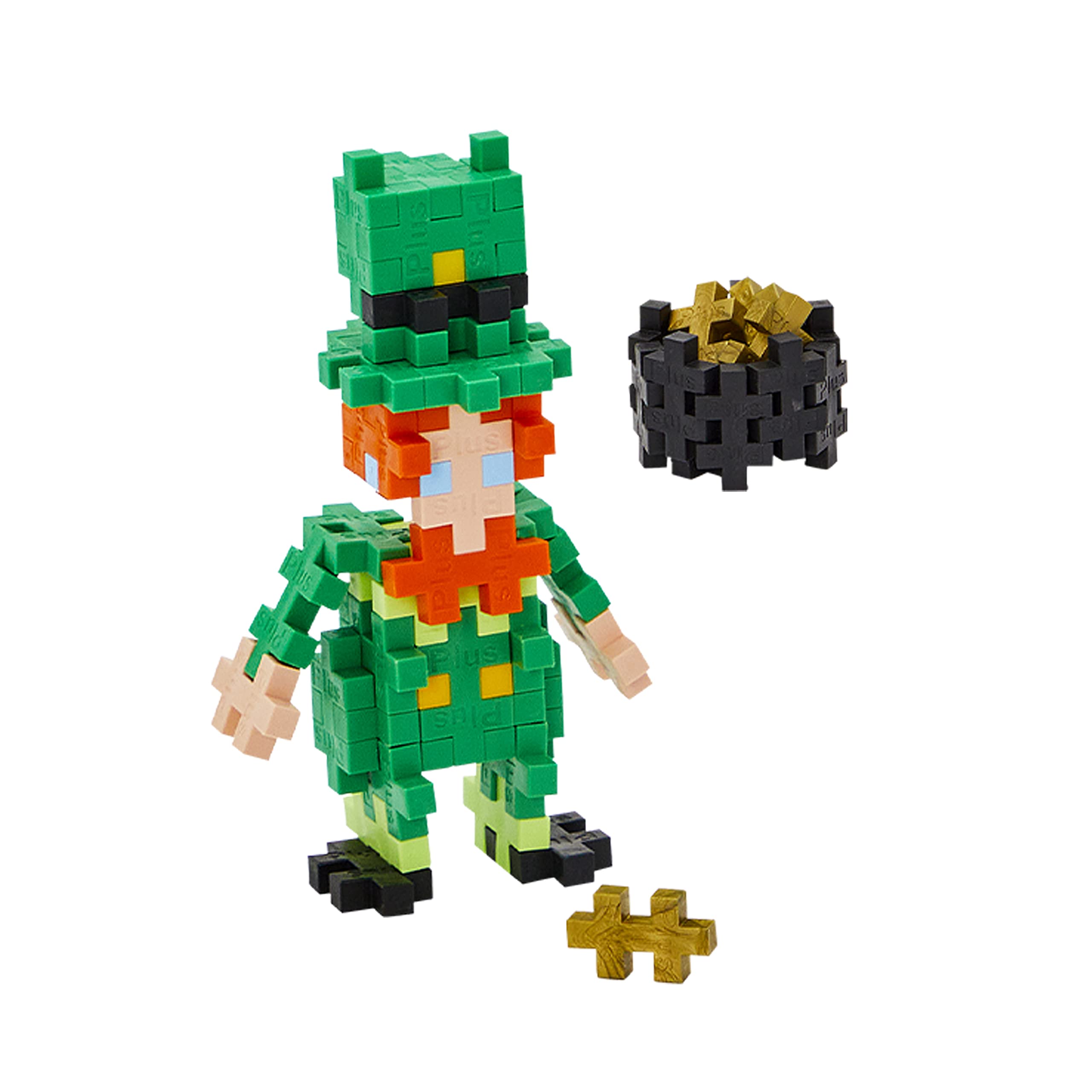 PLUS PLUS 3D Puzzle Building Block Set, 70 Mini Interlocking Pieces, Fun Holiday Activities for Kids - Leprechaun Mini Maker Tube