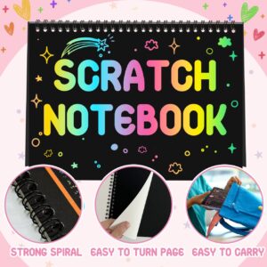 Rainbow Scratch Notebook Paper - Black Scratch Off Art Crafts Supplies Coloring Kit Toy for Kids Ages 3-9 Girls Boys DIY Children's Birthday Christmas Mother's Day Children's Day Gift 2 Pack