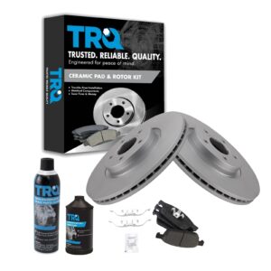 trq front brake pad & rotor kit brake chemical kit brake pads brake rotor ceramic premium g-coated compatible with 2013-2018 ford escape 2014-2018 transit connect 2018 lincoln mkc