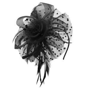 Century Star Kentucky Derby Hats for Women 2023 Fascinator Tea Party Hats Flower Mesh Ribbons Feathers Flapper Headband Hair Clips Black One Size