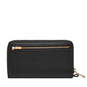 Fossil Women's Liza Leather Wallet Zip Around Clutch with Wristlet Strap, Black (Model: SL7878G001)